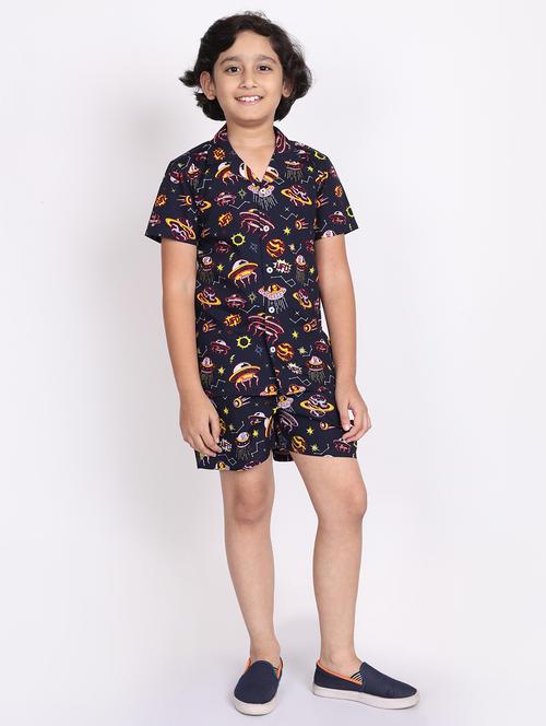 boys printed shorts co-ords set - 21613447 -  Standard Image - 0