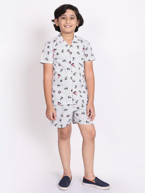 boys printed shorts co-ords set - 21613448 - Standard Image - 0