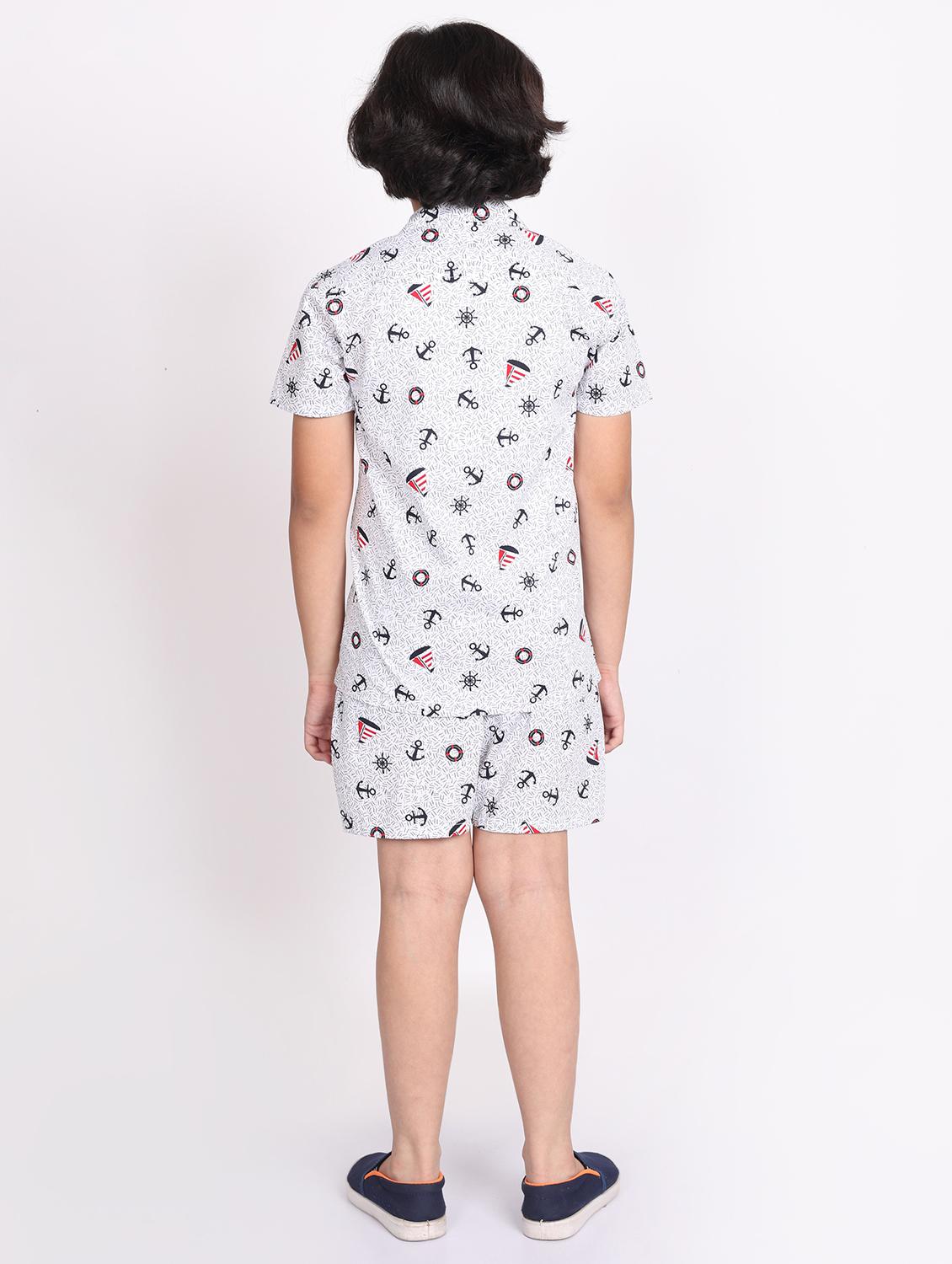 boys printed shorts co-ords set - 21613448 - Standard Image - 3