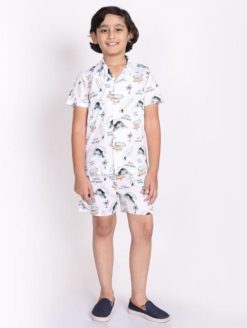 boys printed shorts co-ords set - 21613450 -  Standard Image - 0