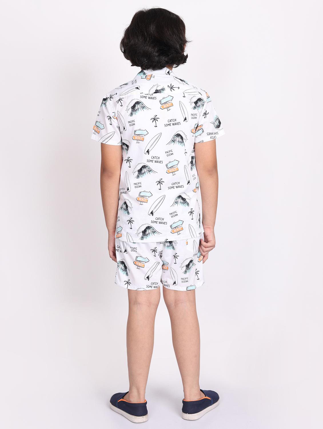 boys printed shorts co-ords set - 21613450 - Standard Image - 3