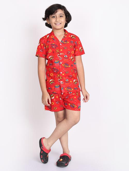 boys printed shorts co-ords set - 21613451 -  Standard Image - 0
