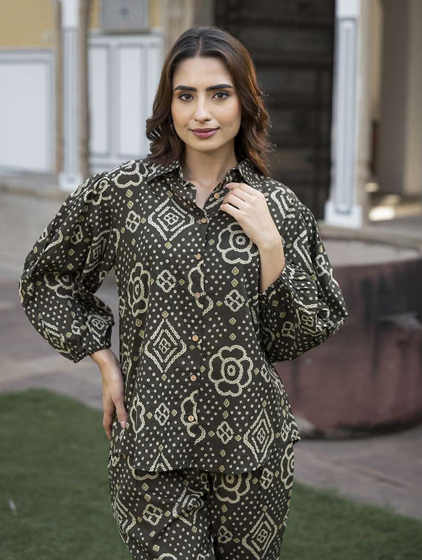 women printed long lseeve ethnic co-ord set - 21613454 - Standard Image - 3