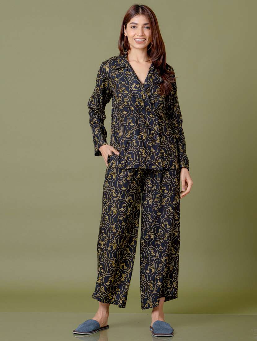 women black printed nightwear set