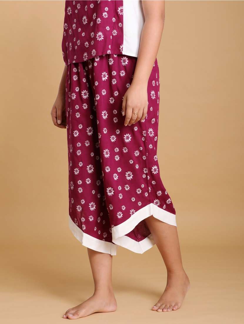 women purple floral printed nightwear set - 21613495 - Standard Image - 3