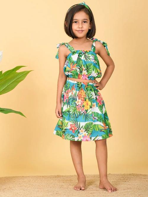 girls green printed skirt top - 21613527 - Standard Image - 0