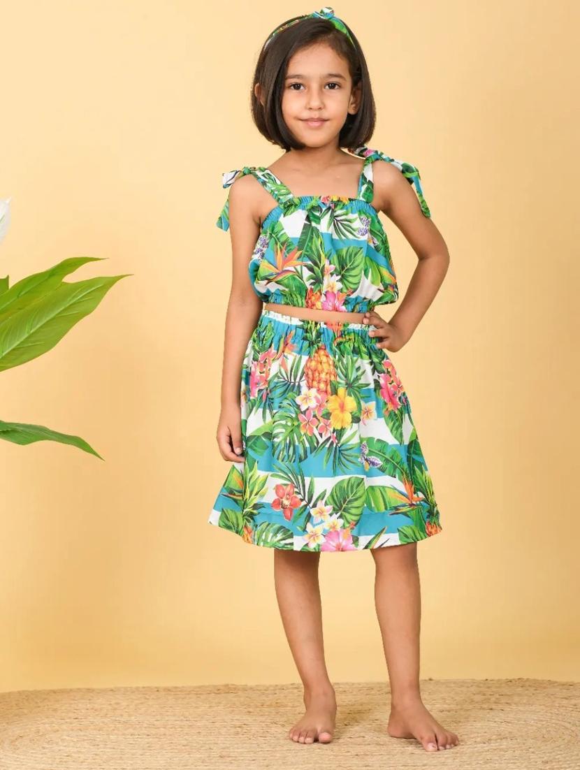 girls green printed skirt top - 21613527 - Zoom Image - 0