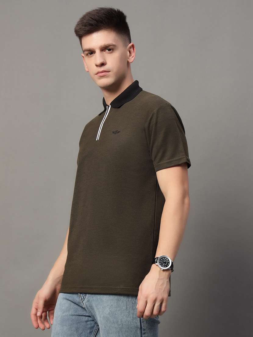 men regular fit plain polo t-shirt