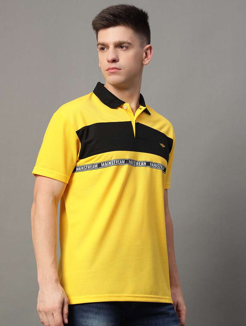 men regular fit color block polo t-shirt