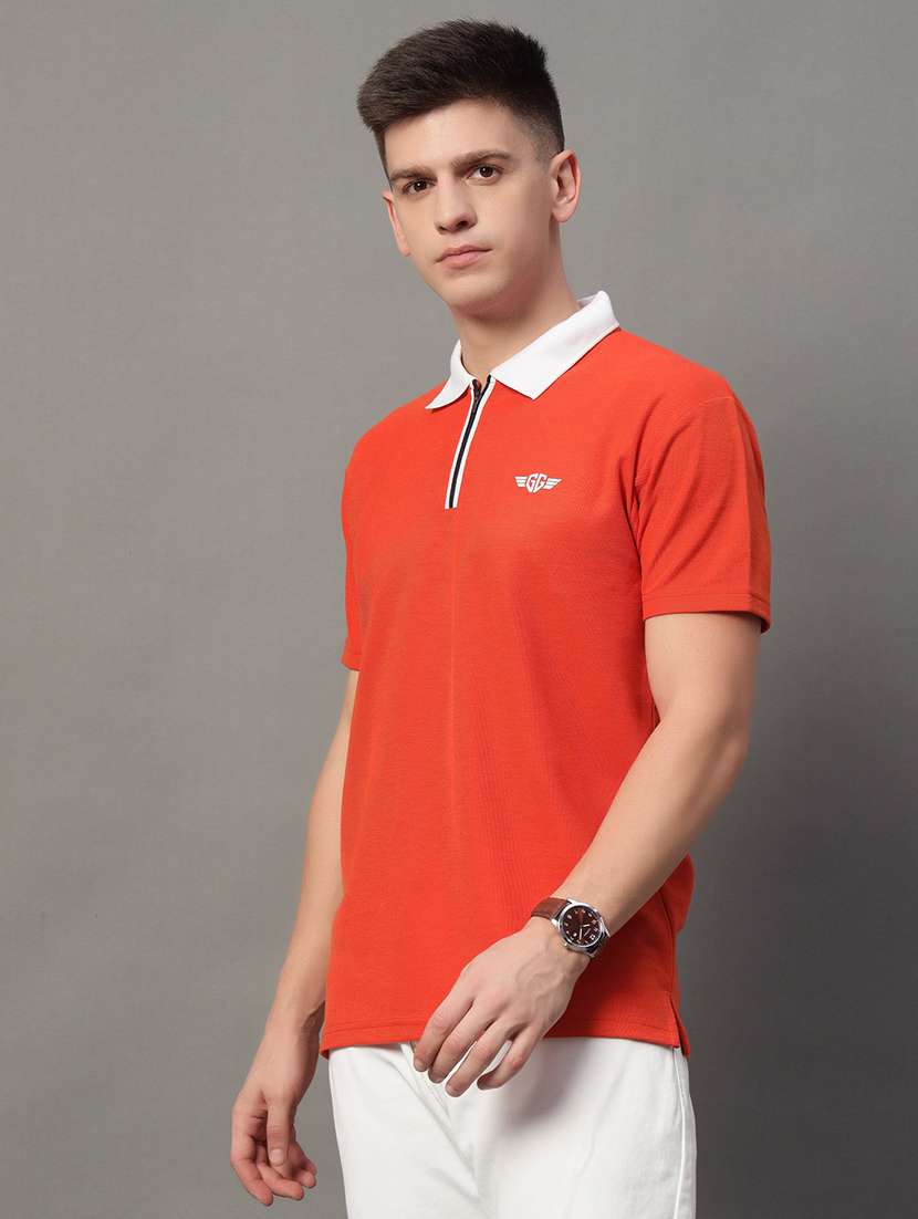 men regular fit plain polo t-shirt