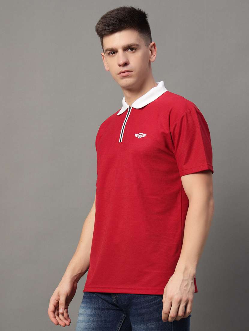 men regular fit plain polo t-shirt