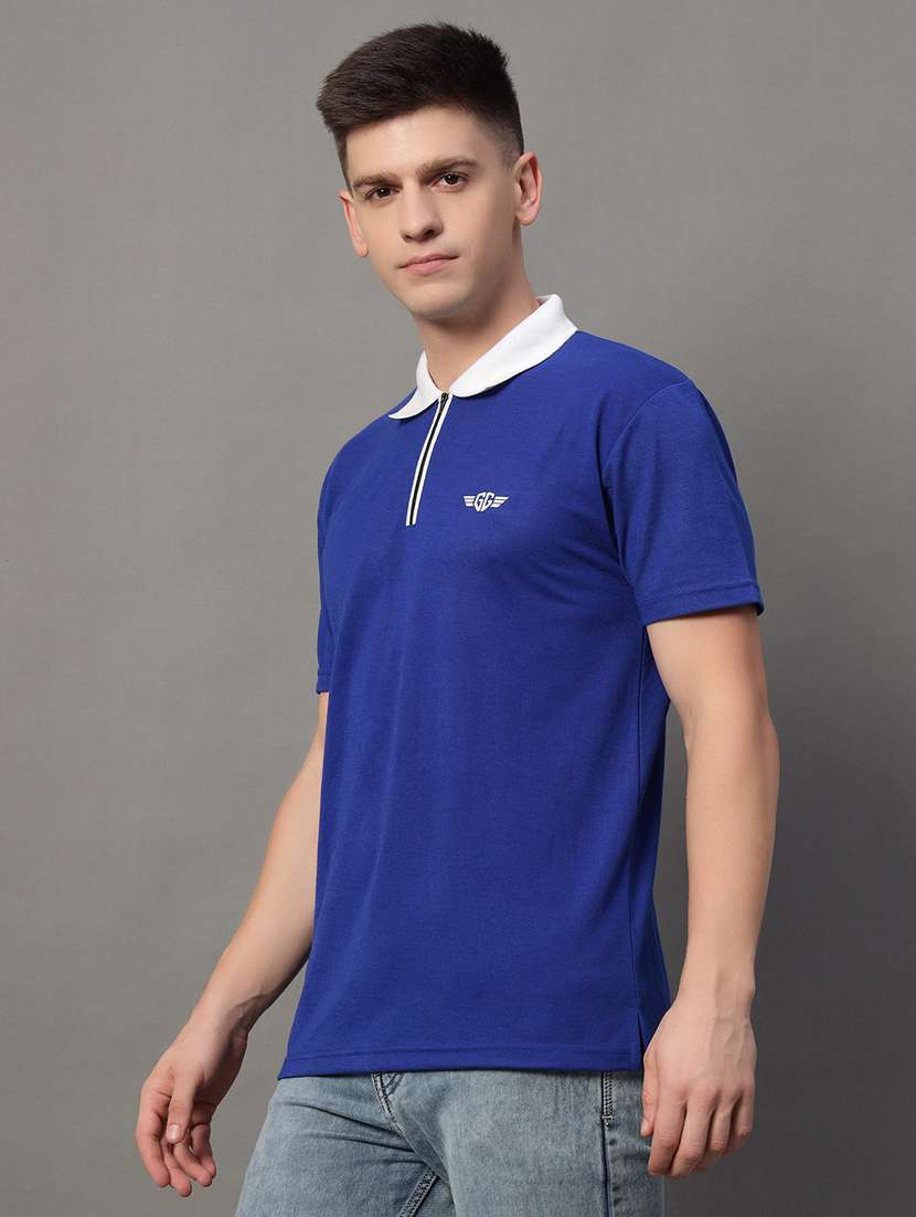 men regular fit plain polo t-shirt