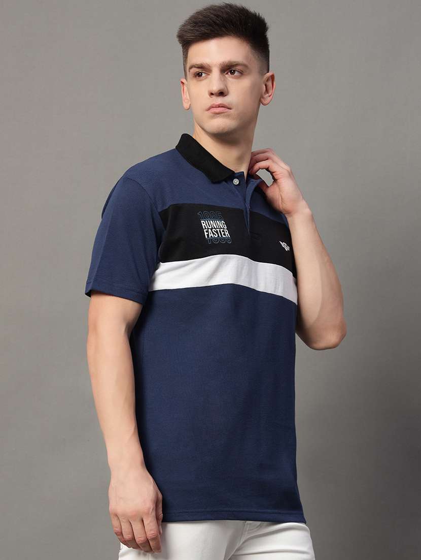 men regular fit color block polo t-shirt