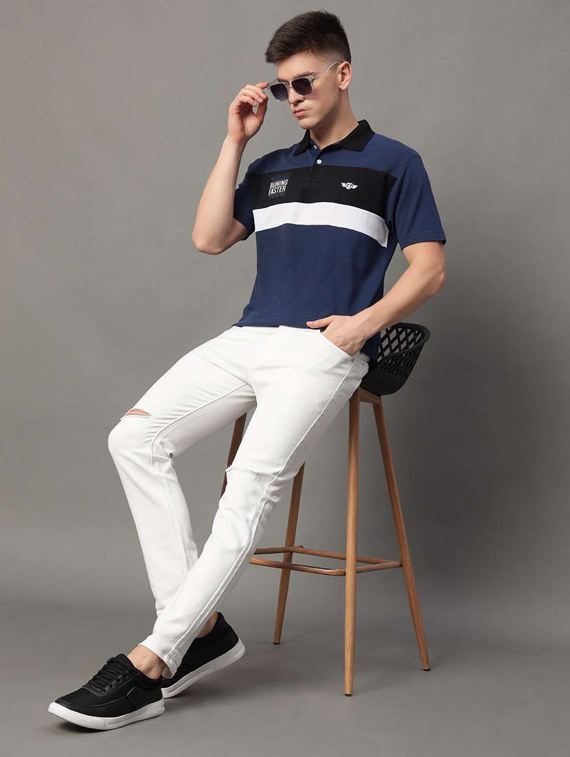 men regular fit color block polo t-shirt - 21613787 -  Standard Image - 3