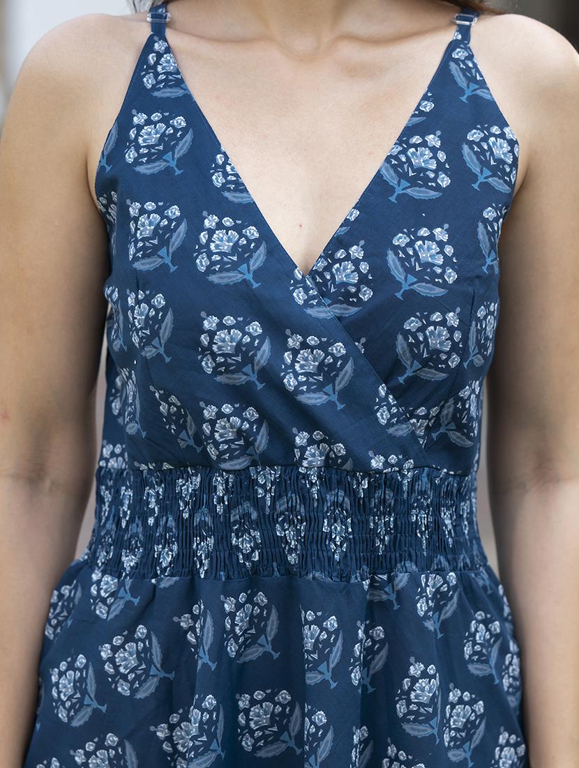 women teal printed sleeveless flared ethnic dress - 21613802 - Standard Image - 5