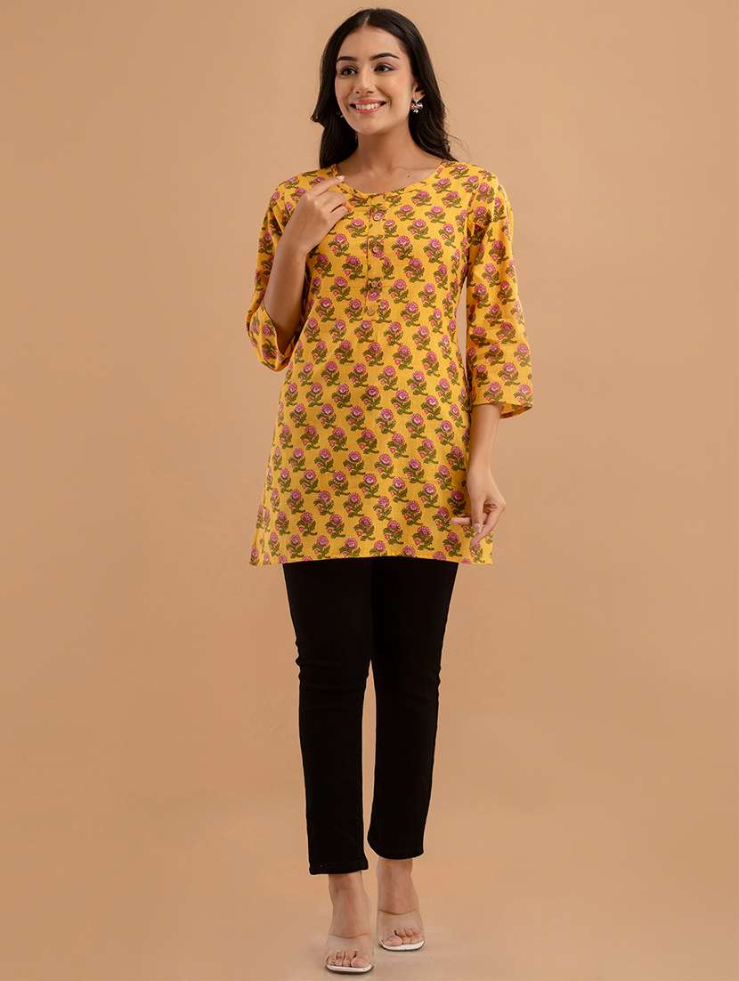 women three quarter sleeve straight kurti - 21613817 - Standard Image - 3