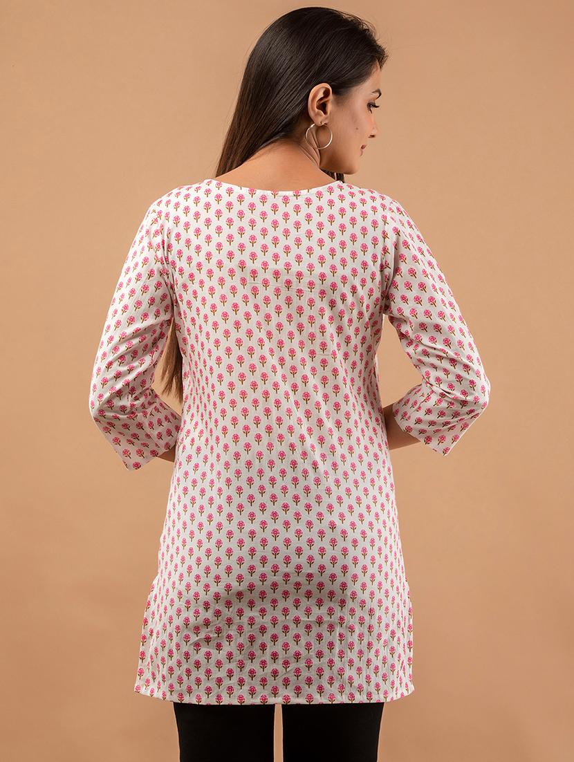 women three quarter sleeve straight kurti - 21613825 - Standard Image - 3