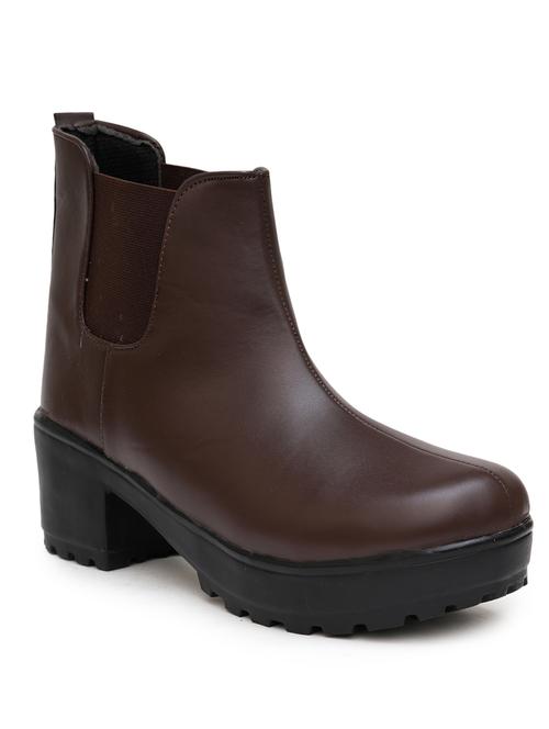 women brown solid ankle boots - 21613832 - Standard Image - 0
