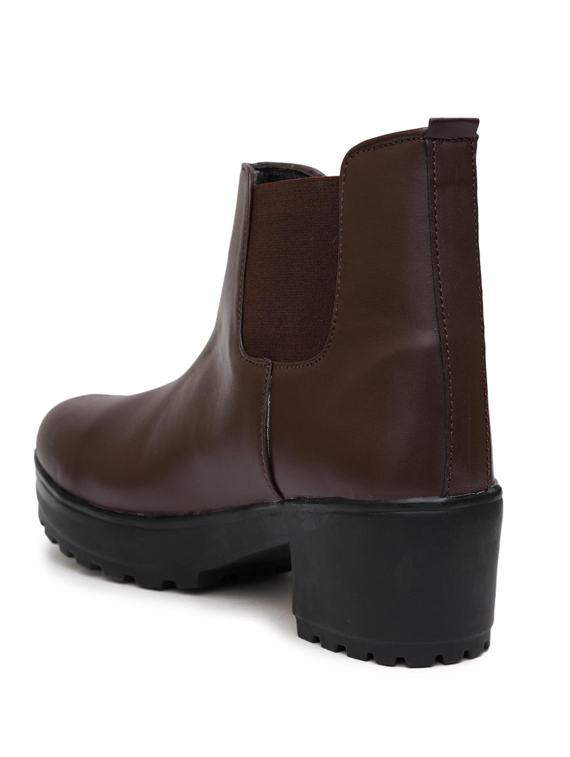 women brown solid ankle boots - 21613832 - Standard Image - 3