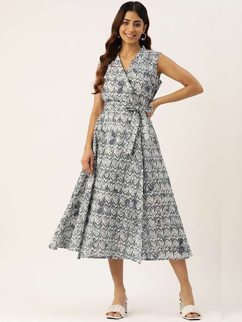 women sleeveless printed a-line dress - 21613842 -  Standard Image - 0