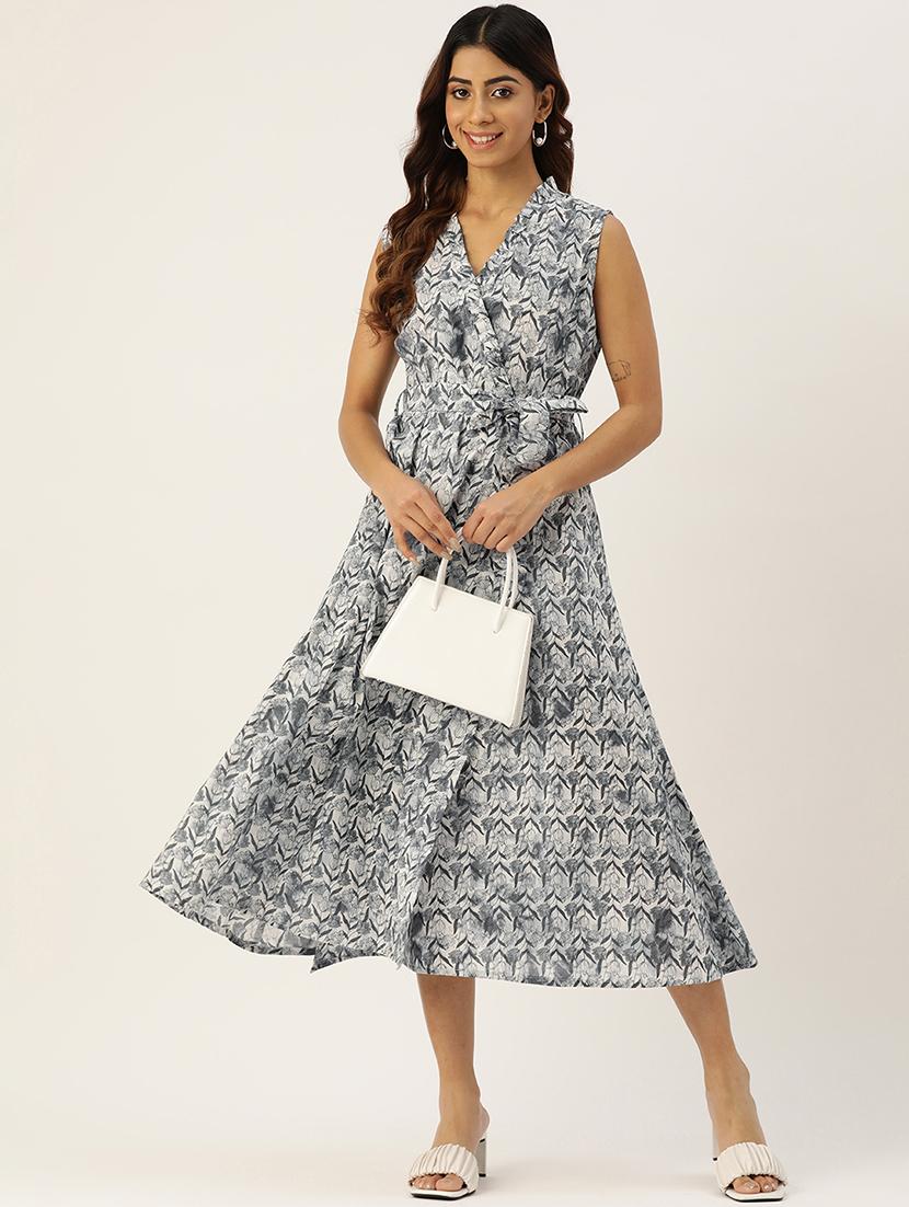 women sleeveless printed a-line dress - 21613842 - Standard Image - 3