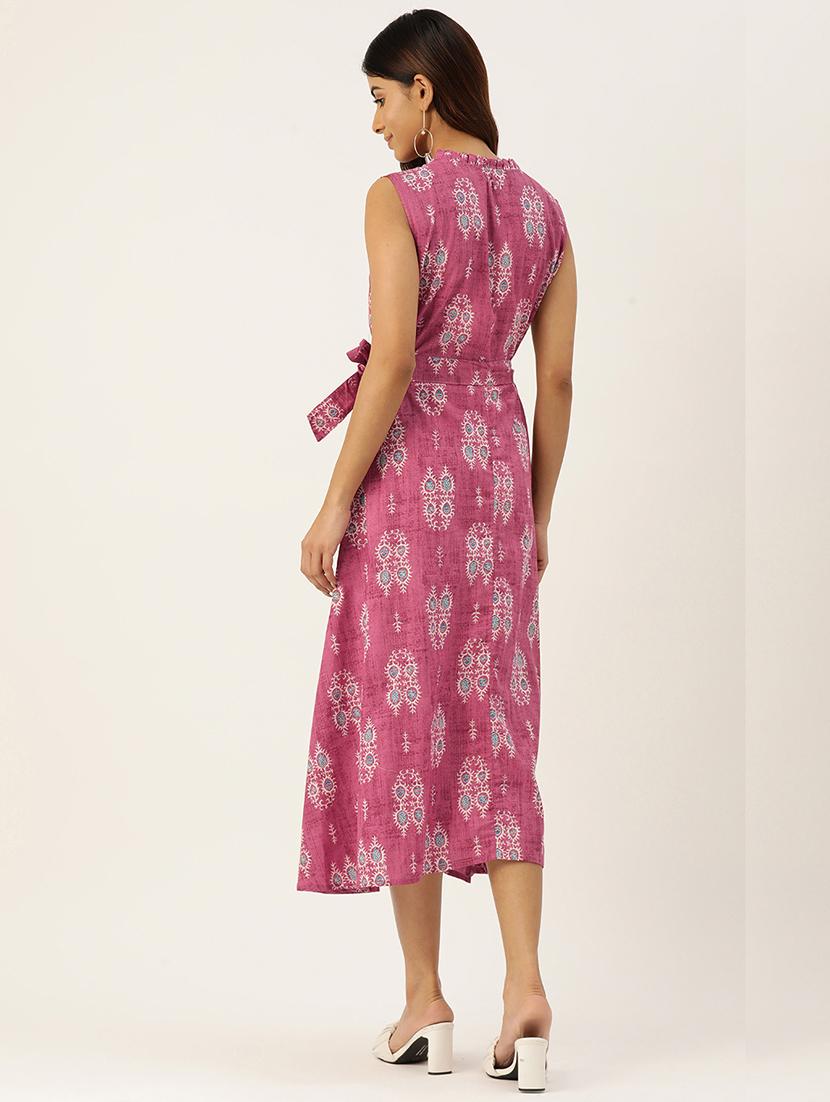 women sleeveless printed a-line dress - 21613843 - Standard Image - 3