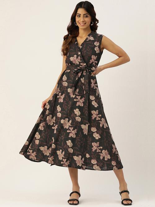 women sleeveless printed a-line dress - 21613846 - Standard Image - 0