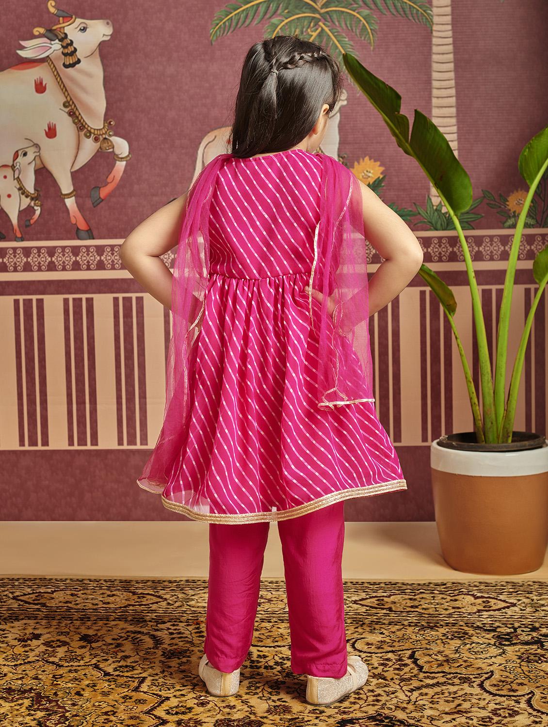 girls printed festive wear suit set - 21613943 - Standard Image - 3