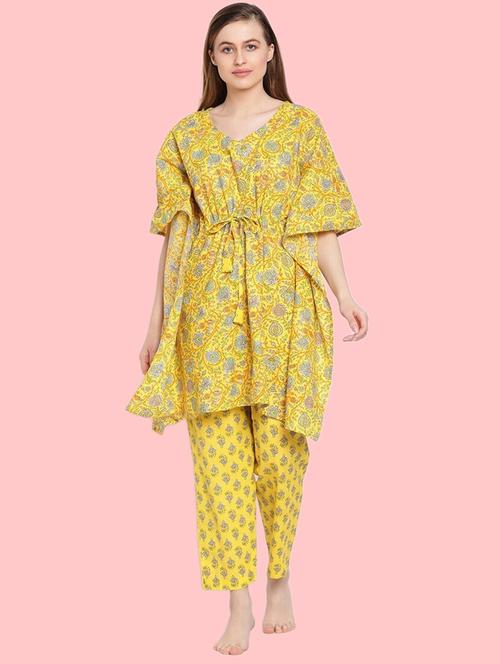 women yellow printed nightwear set - 21614090 - Standard Image - 0