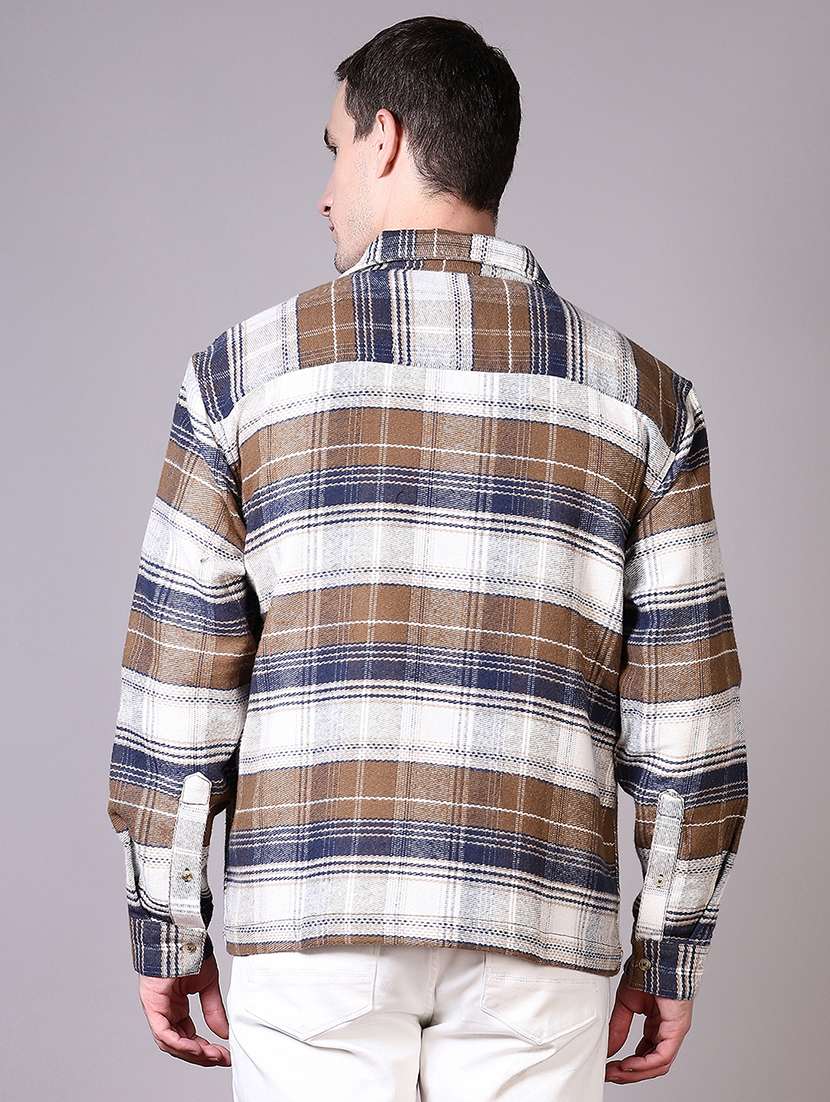 men checks long sleeve shacket - 21615654 -  Standard Image - 3