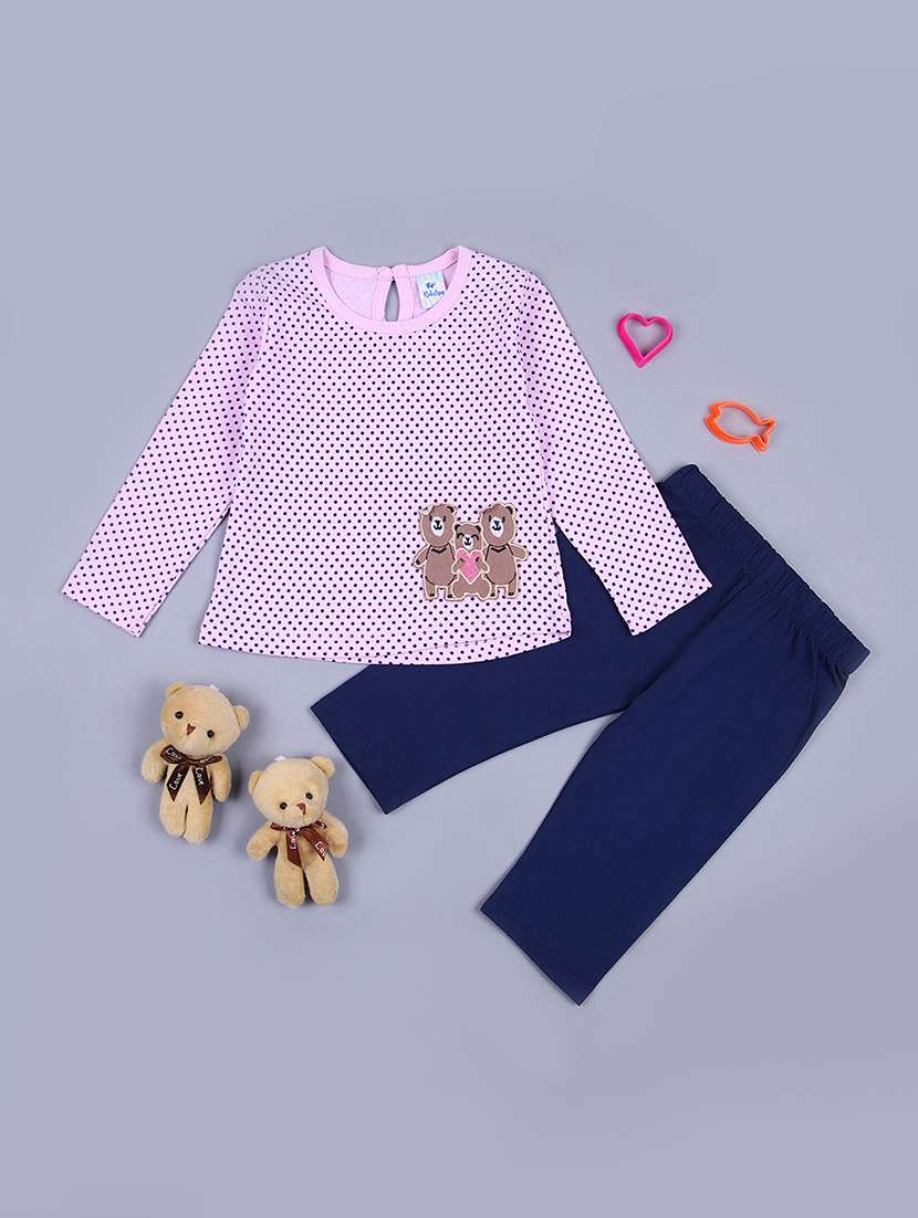 girls printed full length set