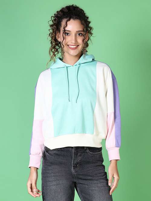 women color blocked hooded sweatshirt - 21615693 -  Standard Image - 0