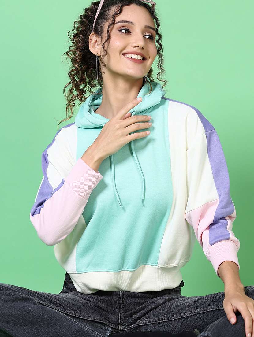 women color blocked hooded sweatshirt - 21615693 -  Standard Image - 3