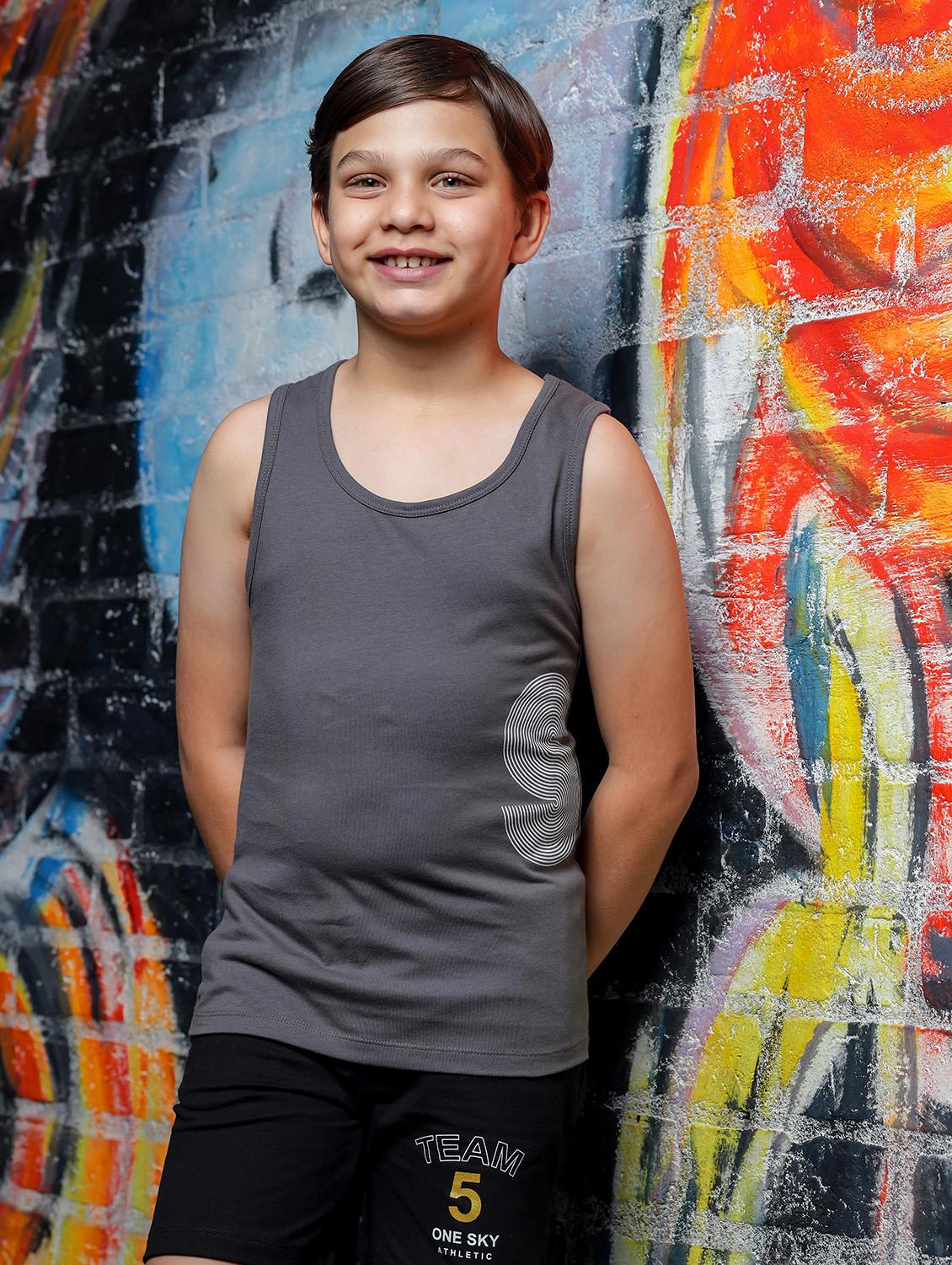 boys printed round neck vest - 21615929 -  Zoom Image - 0