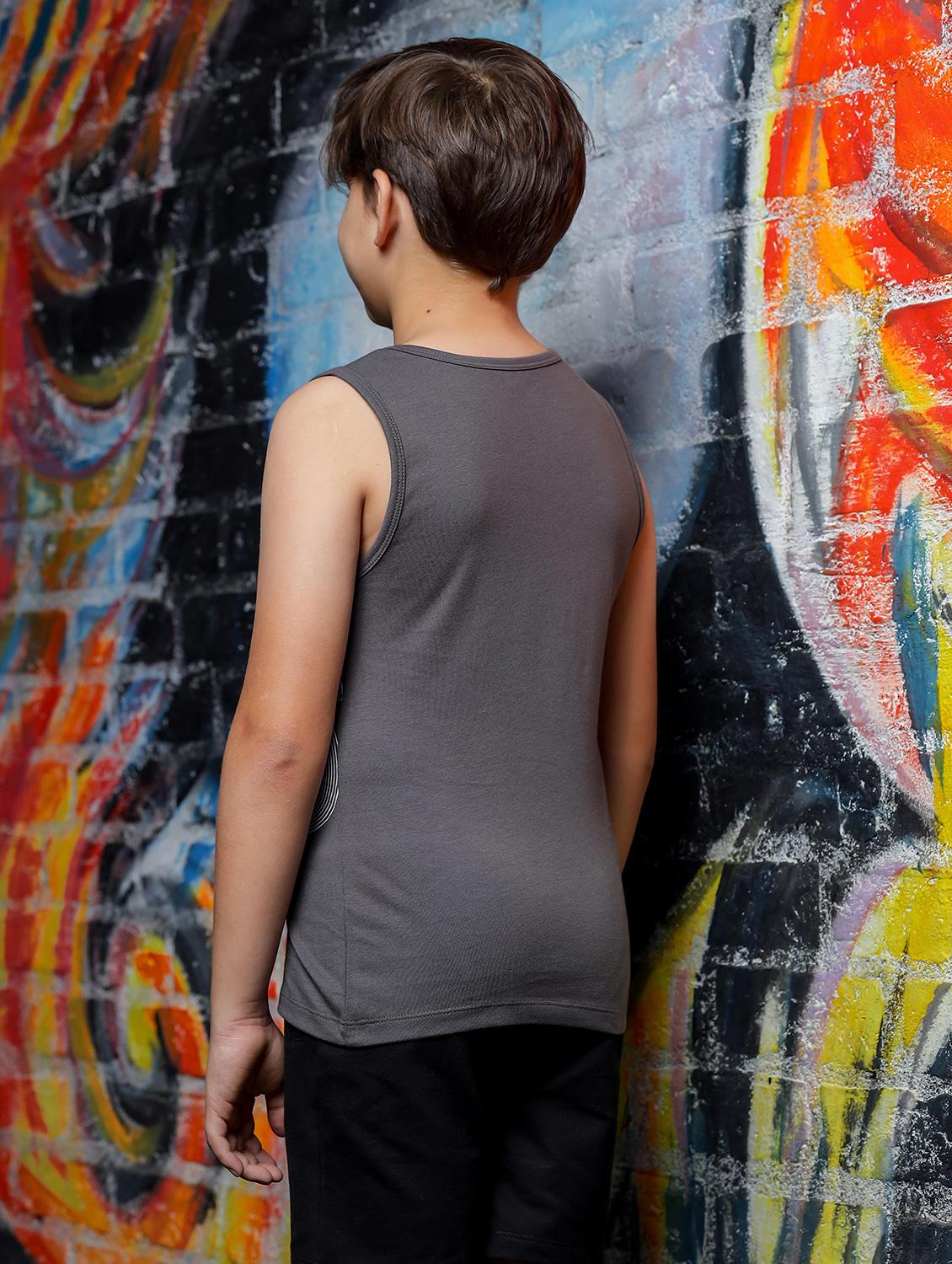 boys printed round neck vest - 21615929 - Standard Image - 3