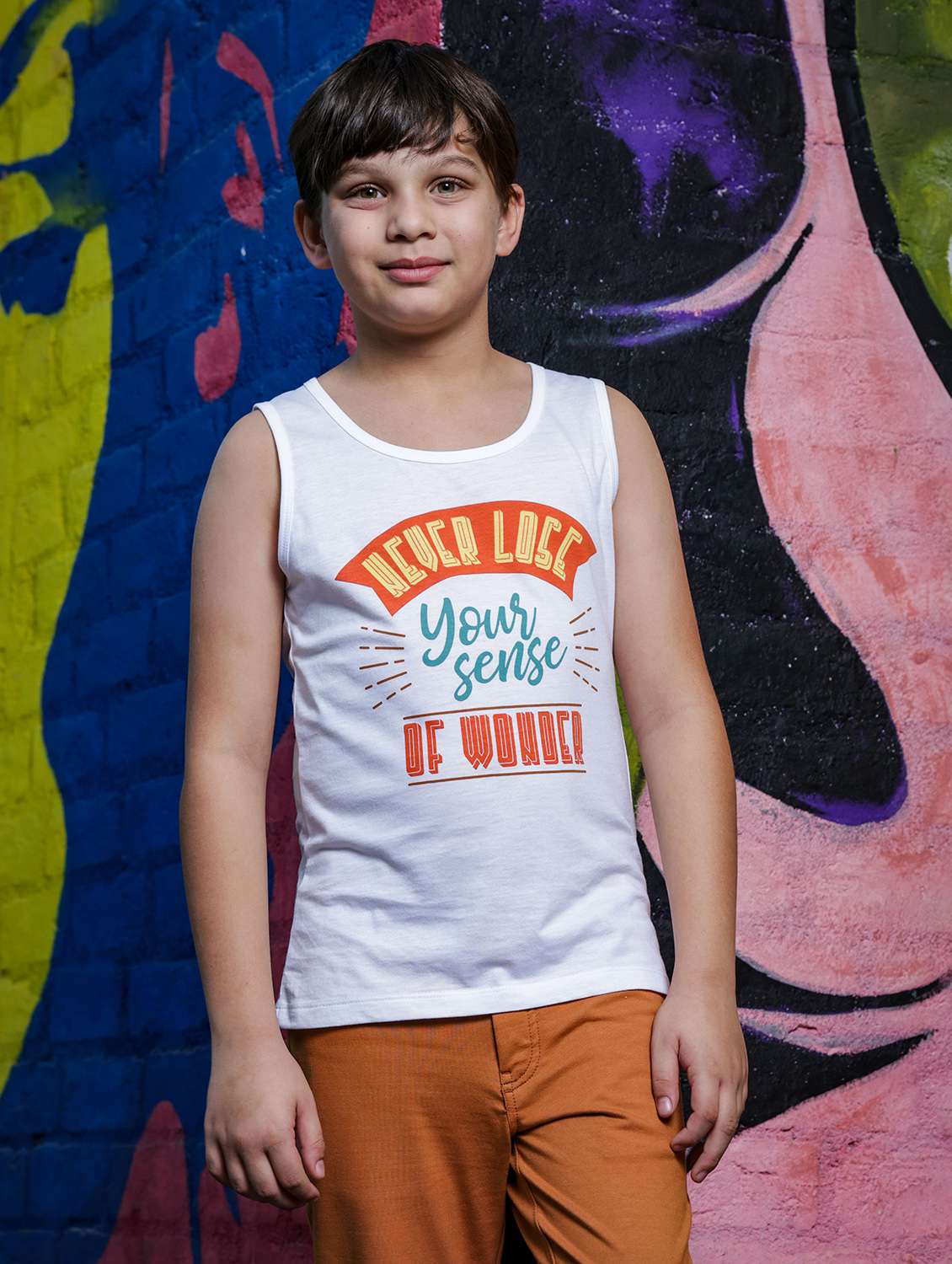 boys printed round neck vest