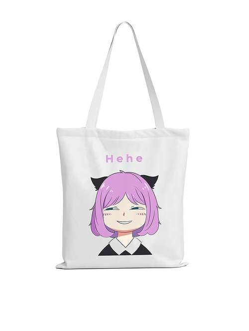 white canvas printed tote