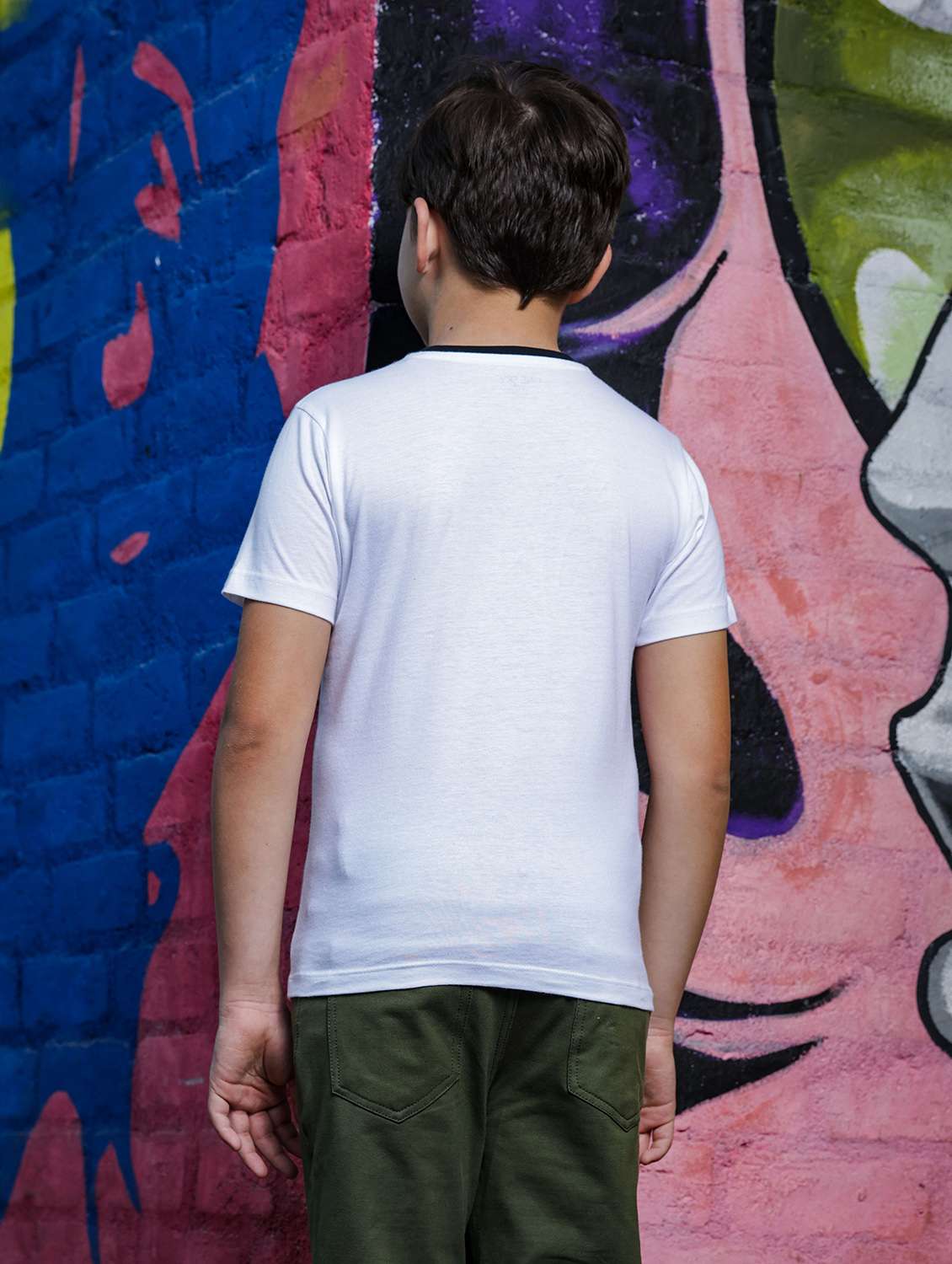 boys round neck front print short sleeves t-shirt - 21617013 - Standard Image - 3