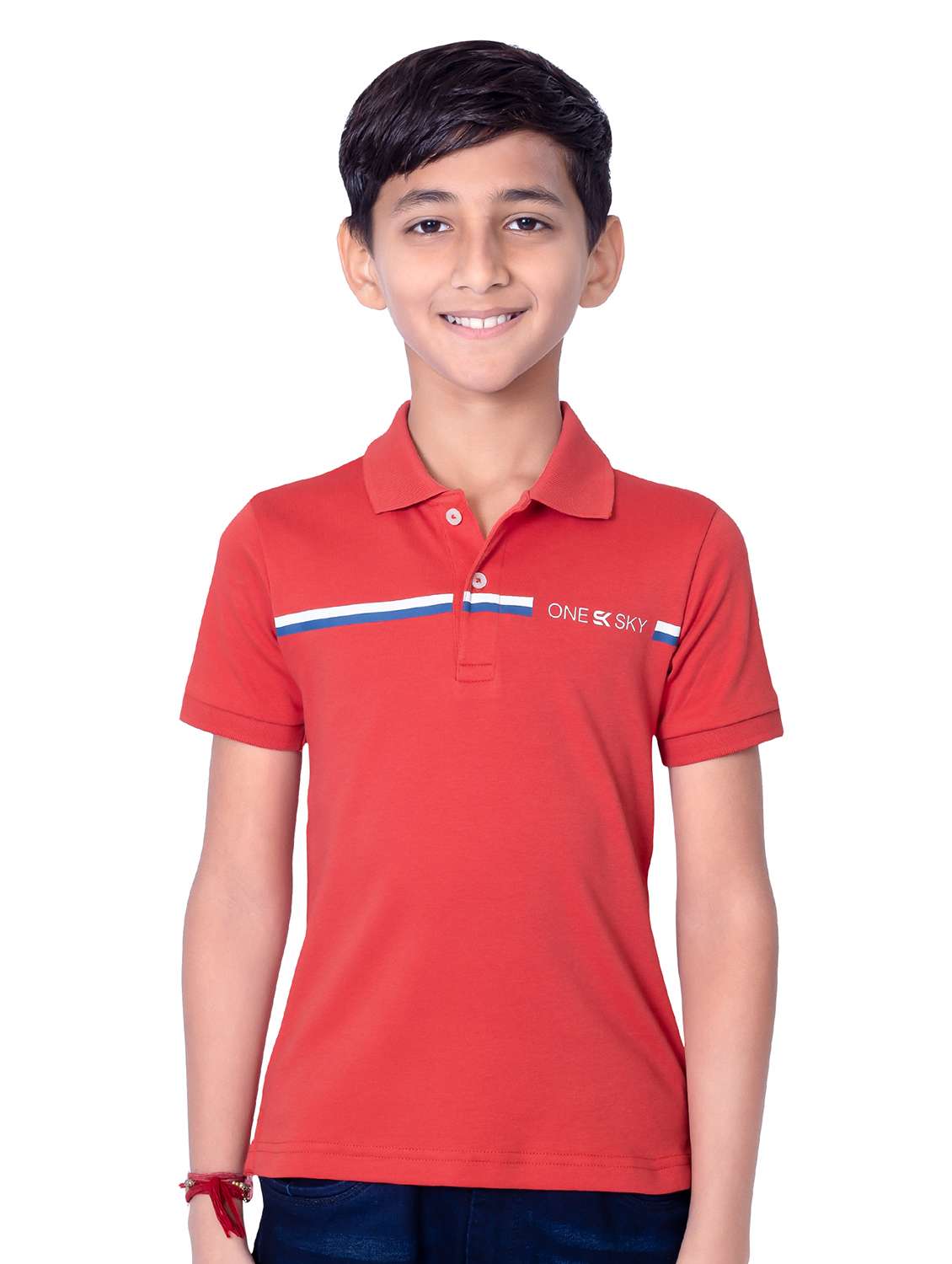 boys chest striped short sleeves polo t-shirt