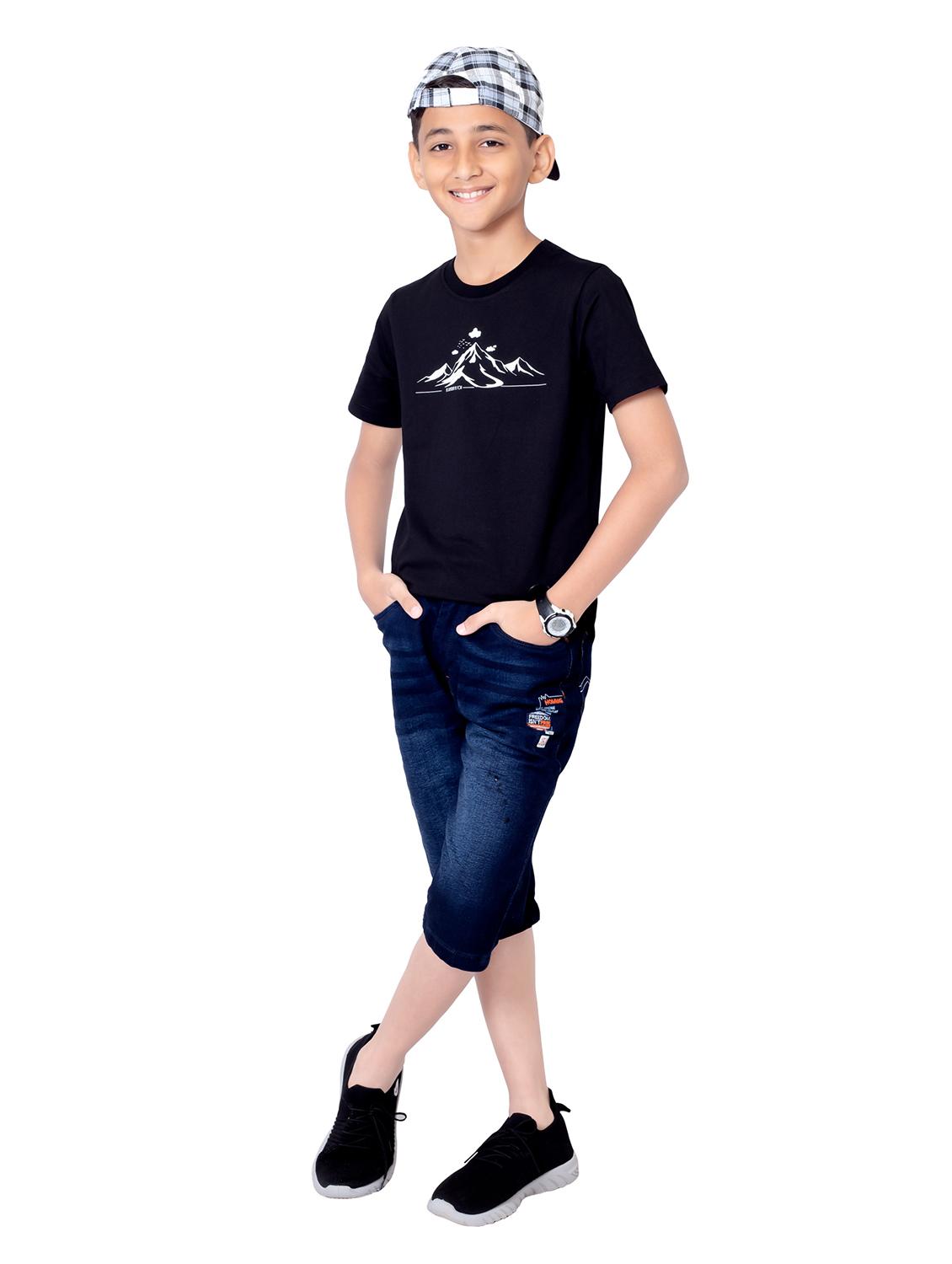 boys round neck chest print short sleeves t-shirt - 21617046 - Standard Image - 3