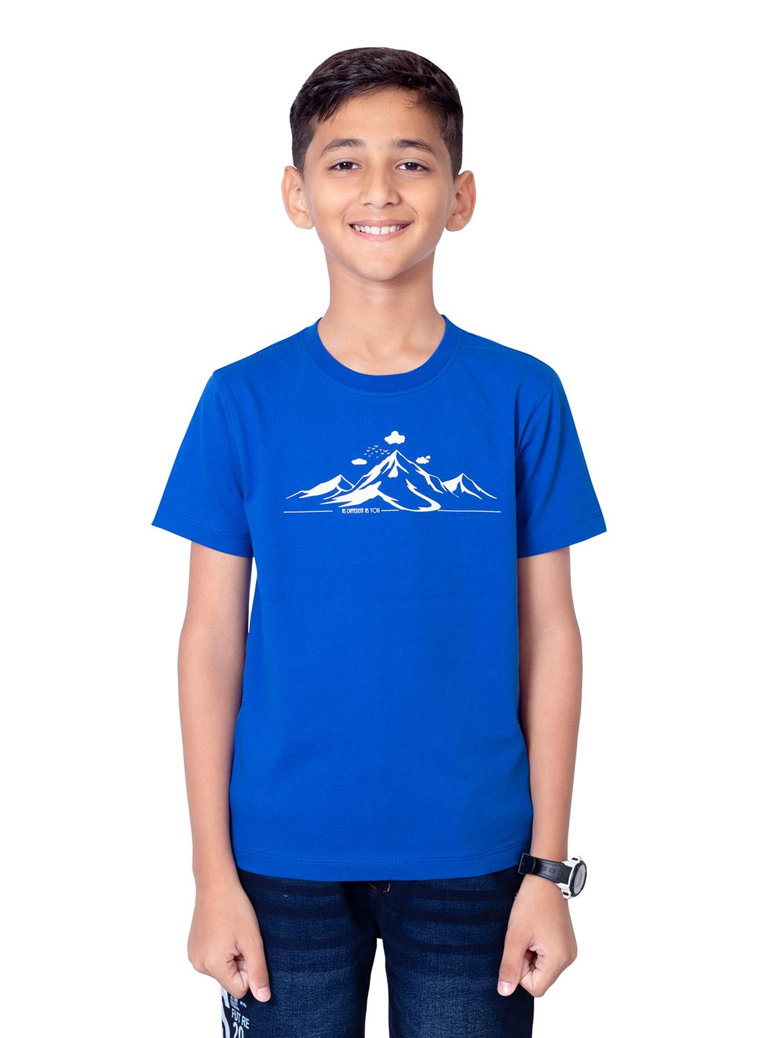 boys round neck chest print short sleeves t-shirt