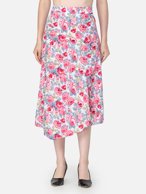 women pink floral printed a-line skirt - 21617233 -  Standard Image - 0
