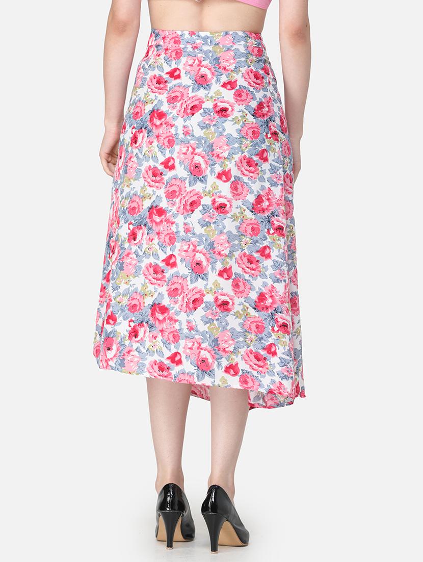 women pink floral printed a-line skirt - 21617233 - Standard Image - 3