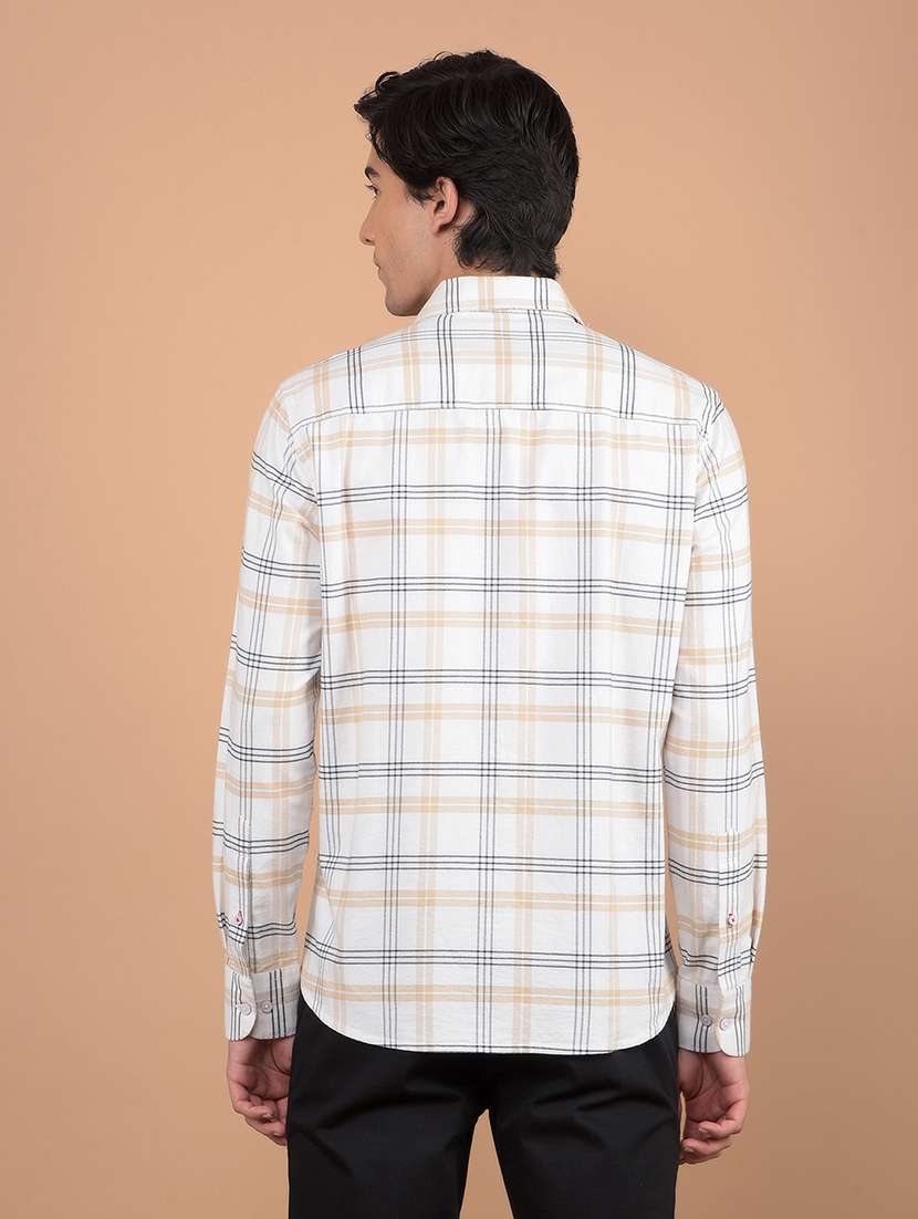 men long sleeves checkered casual shirt - 21617291 -  Standard Image - 3