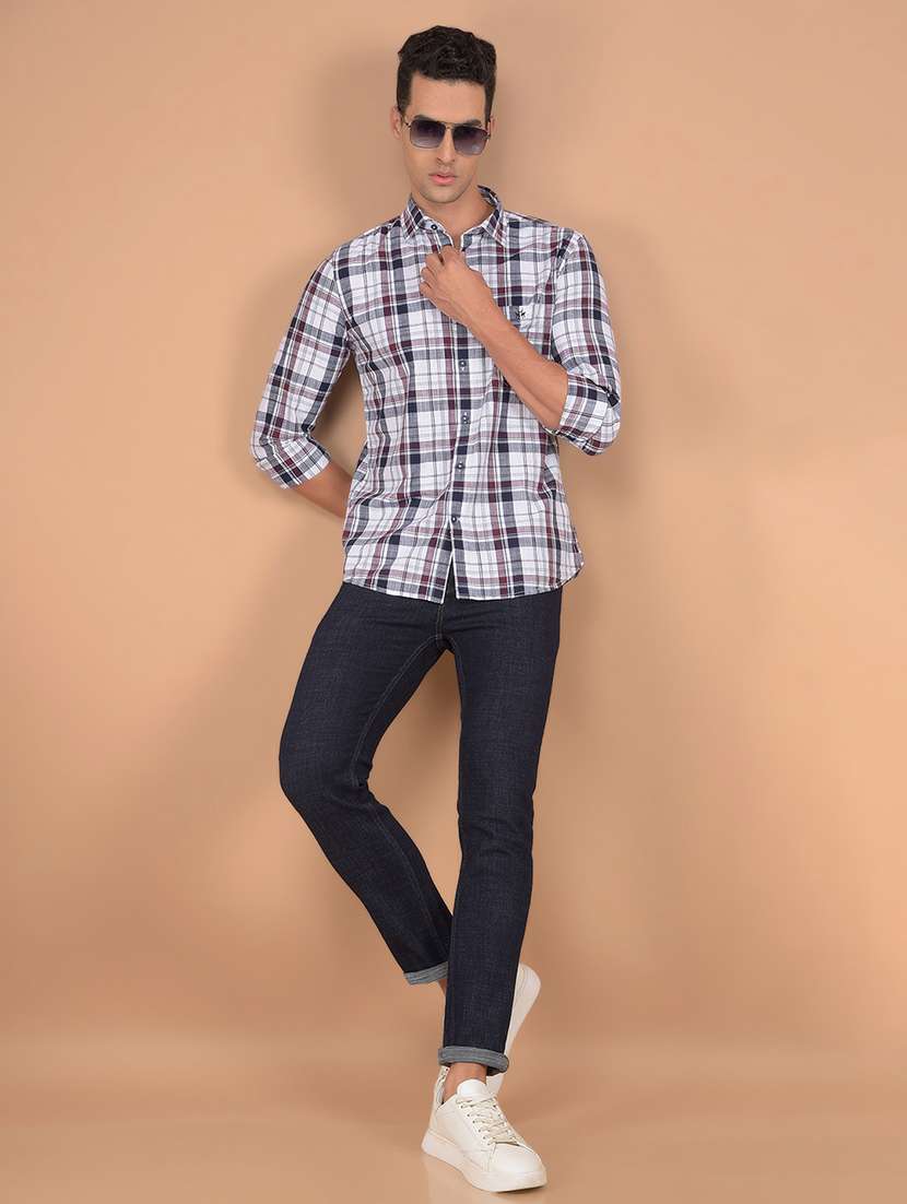 men long sleeves checkered casual shirt - 21617361 -  Standard Image - 3