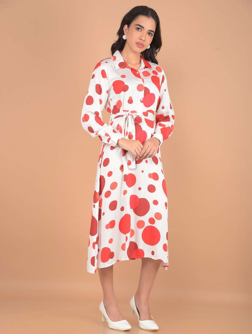 women polka dots printed collared a-line dress - 21617366 - Zoom Image - 0