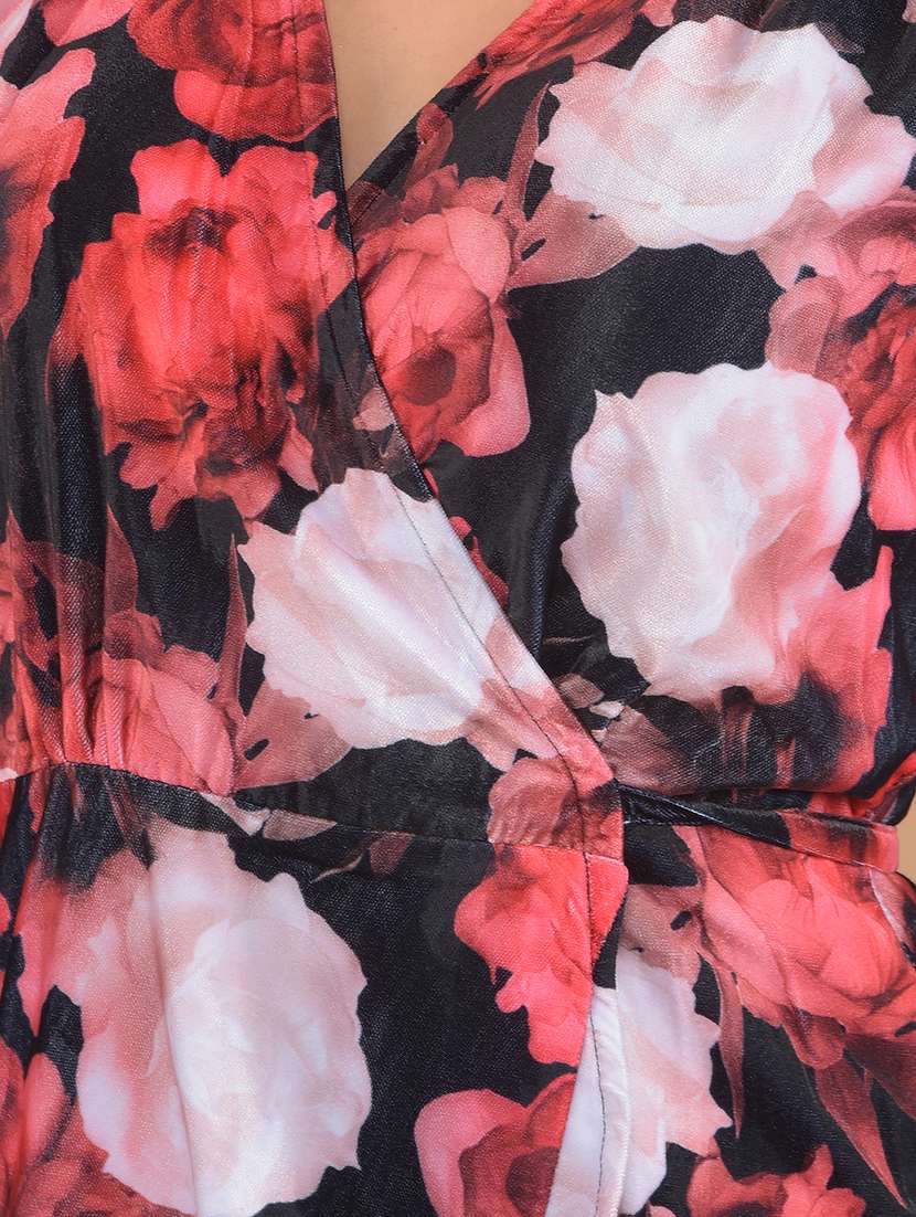 women floral printed overlap neck tiered dress - 21617367 - Standard Image - 5