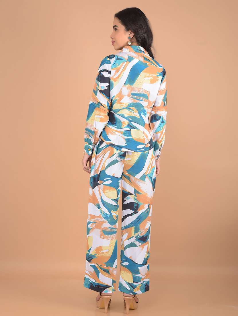 women multicolored abstract printed shirt and trouser co-ord set - 21617368 -  Standard Image - 3