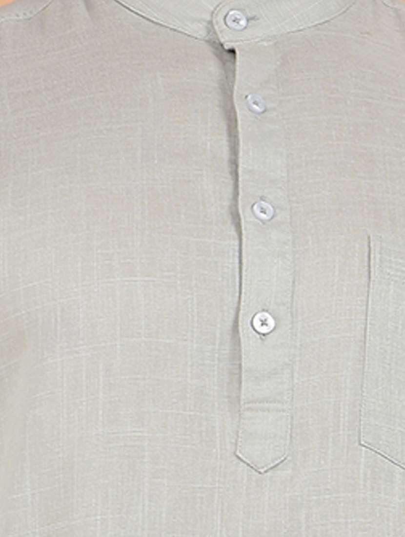 men mandarin neck solid short kurta - 21617385 -  Standard Image - 5