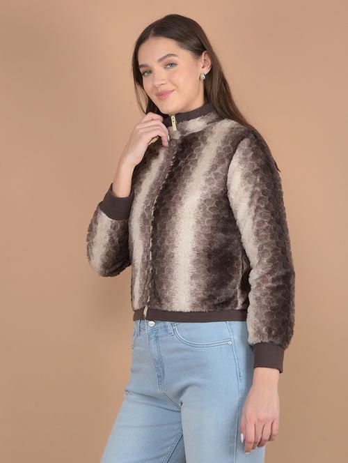 women self design long sleeves jacket - 21617396 - Standard Image - 0